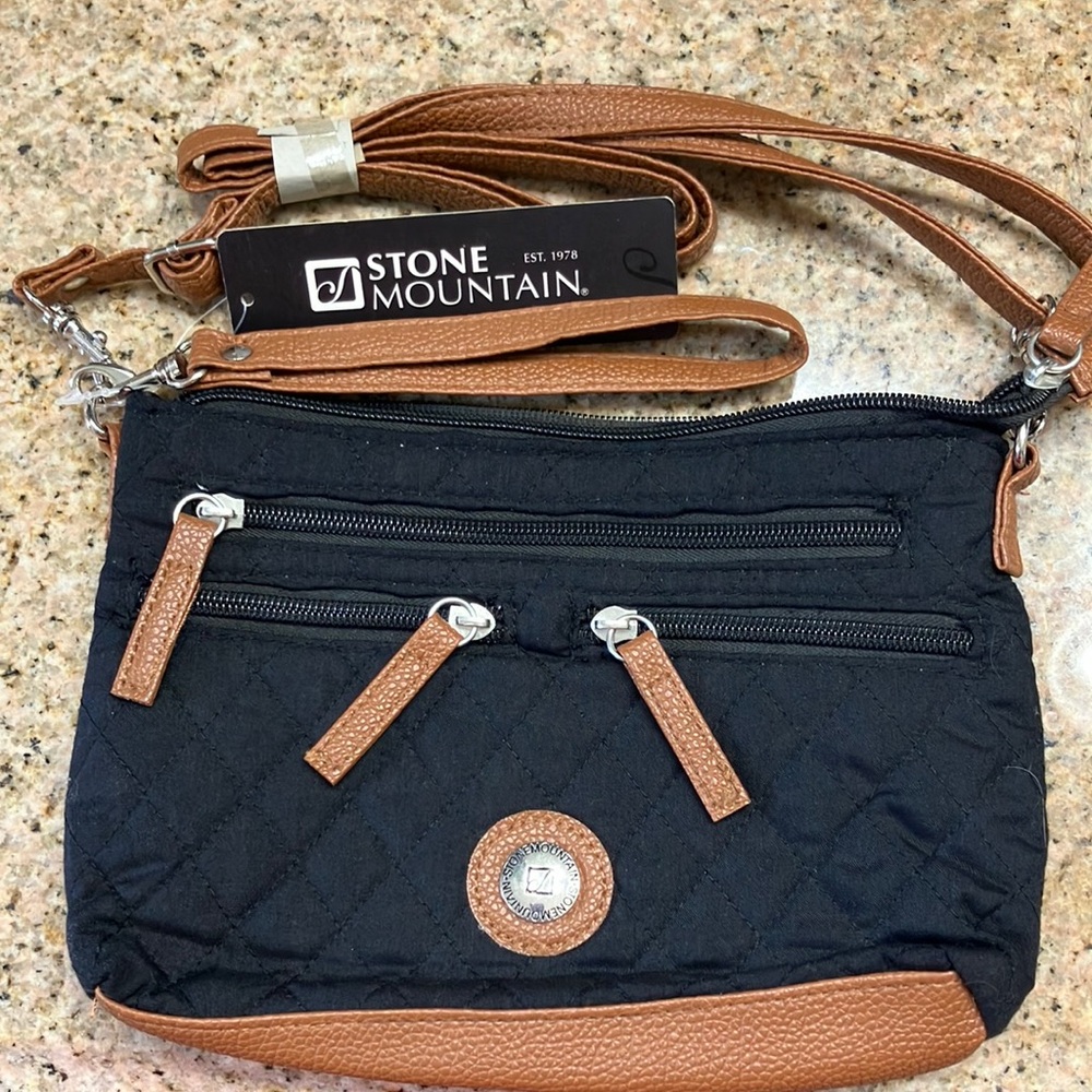 Stone Mountain Accessories Black and Brown Crossbody Bag